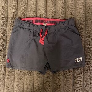 Under Armour Navy Athletic Shorts with Pink Drawstring